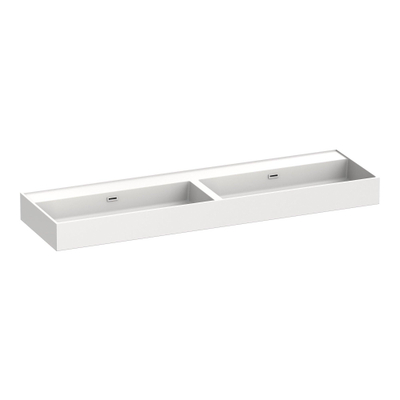 BRAUER Gravity lavabo - 160x46x13cm - 2 bassins - 0 trous de robinet - marbre minéral - blanc soie brillant