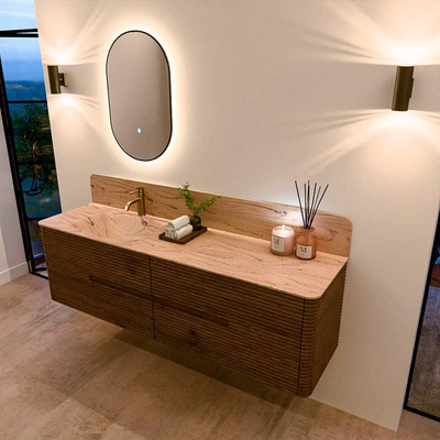 Mondiaz CIRO-DLUX Ensemble de meubles de salle de bains - 170x45x50cm - Plan vasque solid surface Arena - 1 bassin à gauche - 1 trou de robinet - 4 tiroirs - Dusk