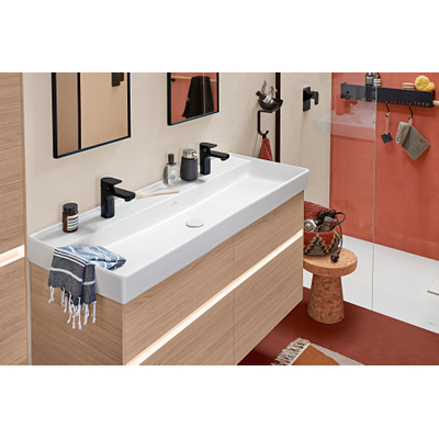 Villeroy & Boch Collaro meubelwastafel - 120x47cm - zonder overloop - 2 kraangatenen - Stone White (mat wit)