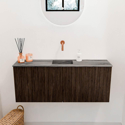 Mondiaz JOYA-DLUX 100cm toiletmeubel - kleur Walnut - Wastafel FAYE positie Midden Zonder kraangat kleur Sombra.