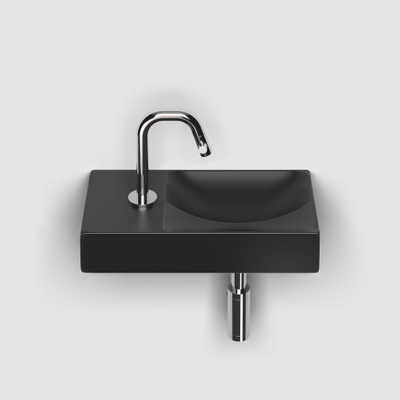Clou Vale lave-mains en céramique 38x19x7cm trou de robinet à gauche Noir mat