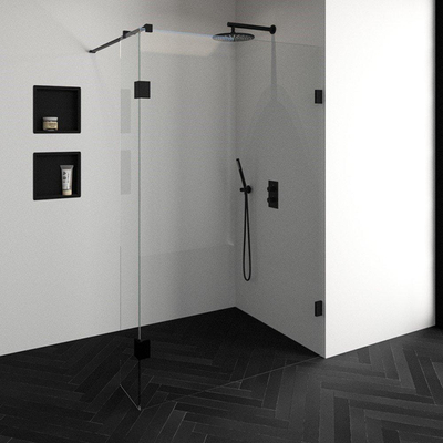 BRAUER Créer Douche à l'italienne - 130x200cm - sans profil - 30cm - paroi latérale - anti-calcaire - verre de sécurité 8mm - anthracite mat