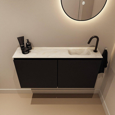 MONDIAZ TURE-DLUX 100cm toiletmeubel Urban. EDEN wastafel Ostra positie rechts. Met 1 kraangat.