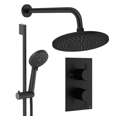 Crosswater MPRO inbouw regendoucheset – Ø30 cm hoofddouche – ronde handdouche – 2 hendels – zwart mat