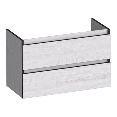 BRAUER Joy Edge meuble sous-lavabo peu profond 80 2 tiroirs softclose - sans poignée - 1 découpe pour siphon - Forest Seashell