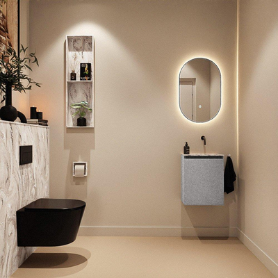 MONDIAZ TURE-DLUX 40cm toiletmeubel Plata. EDEN wastafel Glace positie rechts. Zonder kraangat.