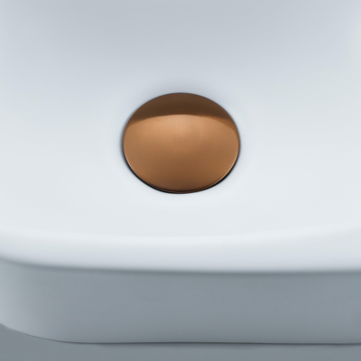 Fugaflow Efficiente Pietra Ensemble de fontaine - 40x21,5x12cm - droite - lisse - demi-ronde - 1 trou de robinet - céramique - robinet de fontaine cuivre brossé - bouchon de vidange - siphon abaissé - blanc mat