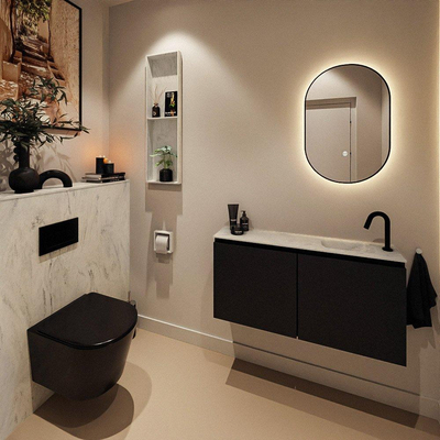 MONDIAZ TURE-DLUX meuble WC 100 cm Urban. Lavabo EDEN Opalo position à droite. Avec 1 trou de robinet.