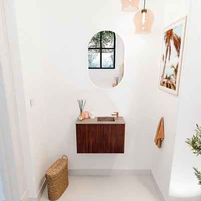 Mondiaz JOYA-DLUX 60cm toiletmeubel - kleur Ruby - Wastafel FAYE positie Rechts 1 kraangat kleur Arena.