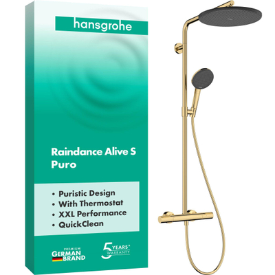 Hansgrohe Raindance alive S - showerpipe - 300 - 1jet Puro Ecostat Element - gepolijst goud (goud)