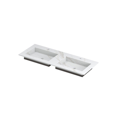 Ink post vasque à enveloppe en céramique double 2 trous pour robinet 120x45x1cm calacatta matt