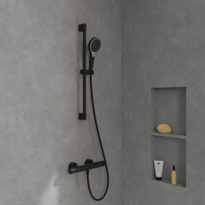 Villeroy & Boch Verve Showers Ensemble barre de douche avec trois fonctions pour montage mural - noir mat