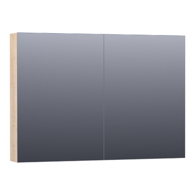 Saniclass Plain Spiegelkast - 100x70x15cm - 2 links/rechtsdraaiende spiegeldeuren - MFC - legno calore