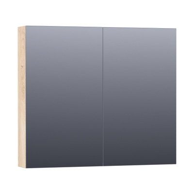 BRAUER Impress Deluxe armoire de toilette – 80 x 70 x 15 cm – LED directe – Forest Wheat
