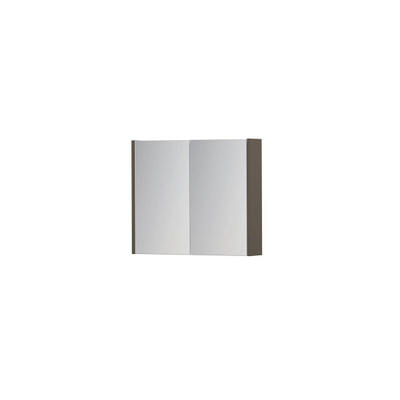 INK SPK1 Spiegelkast - 70x14x60cm - 2 deuren - dubbelzijdige Spiegel - schakelaar en stopcontact - MDF lak taupe mat