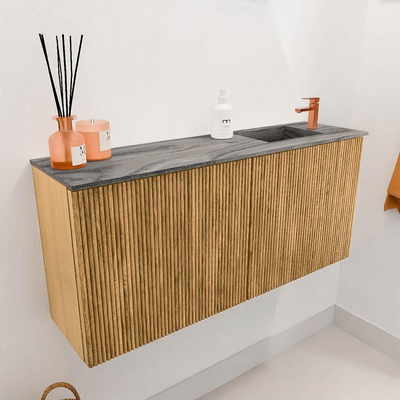 Mondiaz JOYA-DLUX 90cm toiletmeubel - kleur Oak - Wastafel FAYE positie Rechts 1 kraangat kleur Sombra.