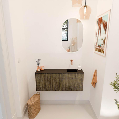 Mondiaz JOYA 100cm toiletmeubel - kleur Dusk - Wastafel FAYE positie Rechts Zonder kraangat kleur Urban.