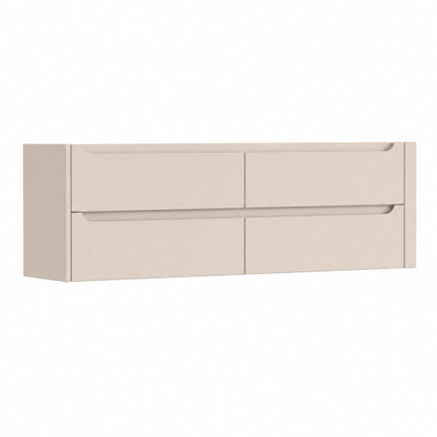 H&R Badmeubelen Juice Wastafelonderkast - 160x45x50cm - rechterhoek afgerond - 4 lades - geïntegreerde greep - Merino