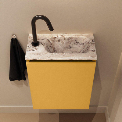 MONDIAZ TURE-DLUX meuble de WC 40 cm Ocher. Lavabo EDEN Glace position à droite. Avec 1 trou de robinet.