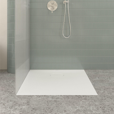 Villeroy & Boch Ecora douchebak - 80x80x3.5cm - afvoer korte zijde - white alpine (wit)