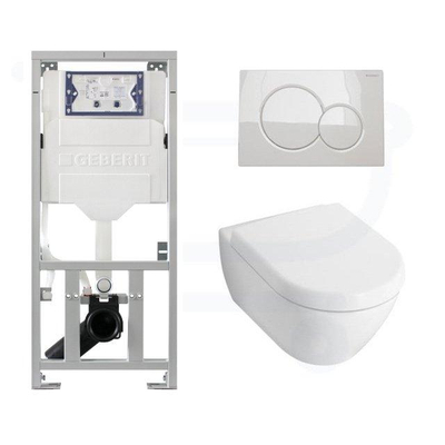 Villeroy & Boch Subway 2.0 ensemble encastré avec WC suspendu blanc abattant standard plaque de recouvrement blanche