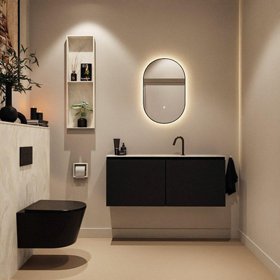 MONDIAZ TURE-DLUX Meuble toilette - 120cm - Urban - EDEN - vasque Ostra - position centrale - 1 trou de robinet