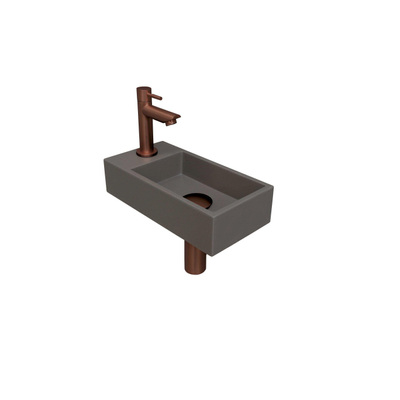 Ink Versus fonteinset – 36x18x9 cm – quartz grijs – kraangat links – mat rosé gouden kraan