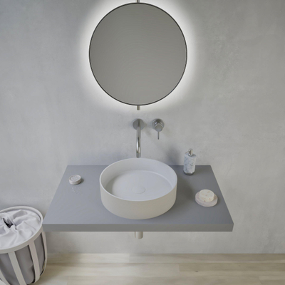 Ideavit Solidthin Vasque à poser - 40x40x12.5cm - Solid surface - Rond - Gris mat