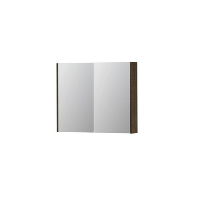 INK SPK2 spiegelkast – 90x74x14 cm – 2 deuren, dubbelzijdige spiegeldeuren – Massief eiken Charcoal