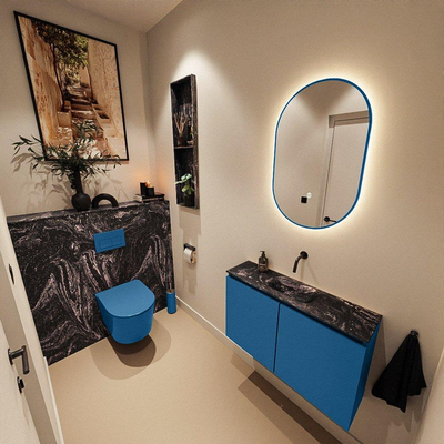 MONDIAZ TURE-DLUX Meuble WC 80cm Jeans. EDEN lavabo Lava position milieu. Sans trou de robinet.
