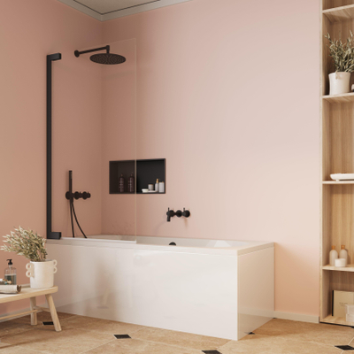 Crosswater Asura paroi de baignoire pliante - 90x150cm - noir mat