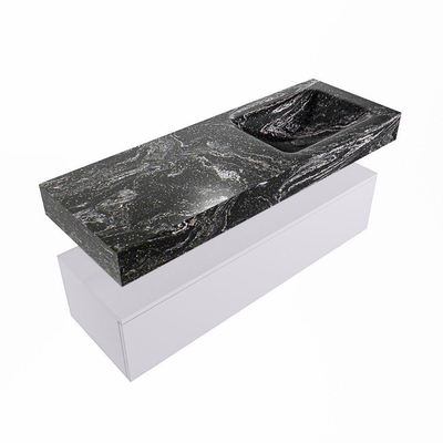 Mondiaz ALAN-DLUX Ensemble de meuble - 130cm - meuble Cale mat - 1 tiroir - Lavabo Cloud Lava suspendu - vasque Droite - 1 trou de robinet