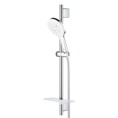 GROHE Rainshower SmartActive 130 Ensemble de douche - 60cm - douchette ronde - 3 types de jet - flexible de douche lisse - avec porte-savon - chrome/blanc lunaire
