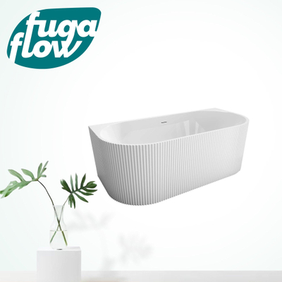 FugaFlow Eccelente Anta half vrijstaand bad - ribbel - 170x80x58cm - met afvoer - acryl - mat wit