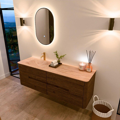 Mondiaz CIRO-DLUX Meuble de salle de bains - 150x45x50cm - Lavabo solid surface Saba - 1 vasque à gauche - 1 trou de robinet - 4 tiroirs - Dusk