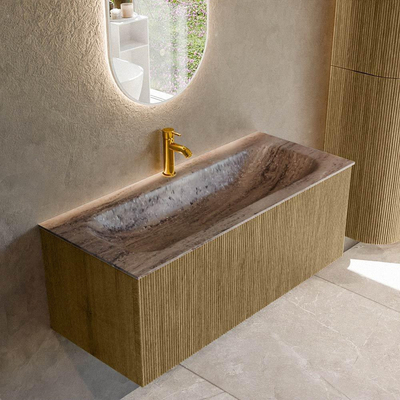 MONDIAZ KURVE-DLUX 110cm badmeubel kleur Dusk met 1 lade en 0 deuren. Wastafel BIG MEDIUM Midden 1 kraangat Oza.