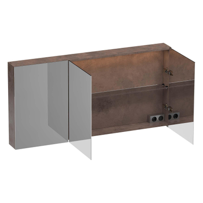 BRAUER Dual spiegelkast 140x70x15cm verlichting geintegreerd met 3 links- en rechtsdraaiende spiegeldeuren MFC Rusty