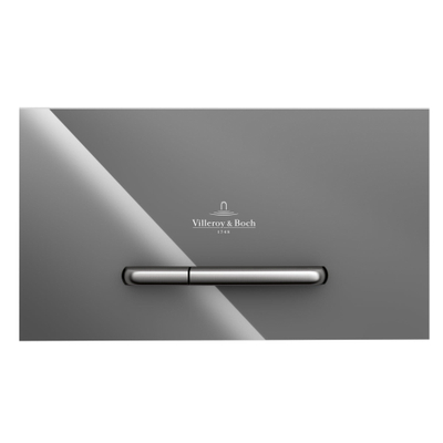 Villeroy & Boch Viconnect bedieningsplaat dualflush frontbediend - 25.3x14.5cm - glas grijs/RVS - Glass Grey (glans grijs)