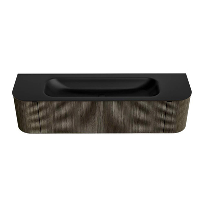 Mondiaz KURVE Badkamermeubelset - 170x46x40cm - 1 lade - 2 deuren - wastafel solid surface - midden - 2 kraangaten - Shadow