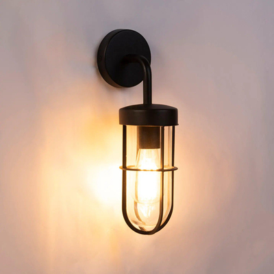 QAZQA Elza Wandlamp - 1 lamp - 11.5x14cm - IP44 - Zwart