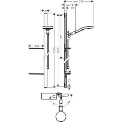 Hansgrohe RainFinity Glijstangset - met 130 - 3jet - handdouche - met zeepschaal - 150cm - met doucheslang - 160cm - hoogglans chroom