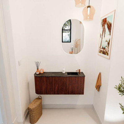 Mondiaz JOYA-DLUX 101.6cm toiletmeubel - ronding links kleur Ruby - Wastafel FAYE positie Rechts 1 kraangat kleur Lava.