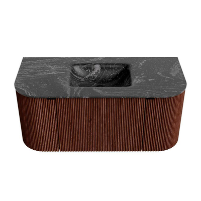 Mondiaz KURVE-DLUX Badkamermeubelset - 100x46x40cm - 1 lade - 2 deuren - wastafel solid surface - midden - 1 kraangat - Ruby