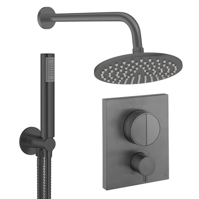 Crosswater MPRO Regendoucheset inbouw - 2 hendels - 20cm douchekop - handdouche - wandarm - slate gunmetal (antraciet)