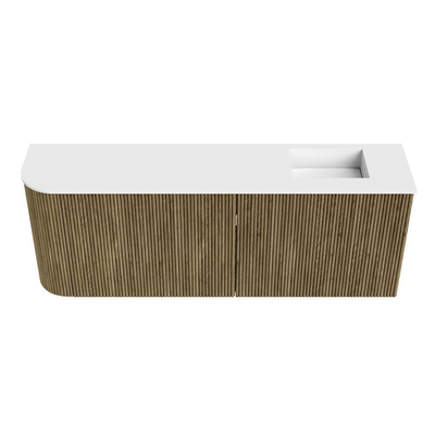 Mondiaz JOYA 111.6cm toiletmeubel - ronding links kleur Dusk - Wastafel FAYE positie Rechts Zonder kraangat kleur Talc.