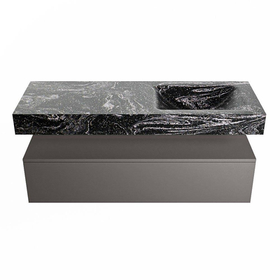 MONDIAZ ALAN - DLUX Badkamermeubelset - 130cm - onderkast - Dark grey - 1 lade - vrijhangende wastafel - wasbak rechts - 0 kraangaten - Lava