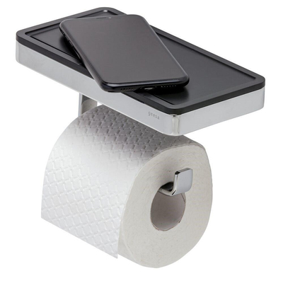 Geesa Frame Toiletrolhouder met planchet Zwart / Chroom