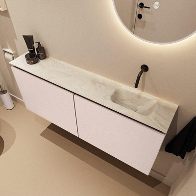 MONDIAZ TURE-DLUX Meuble toilette - 120cm - Rosee - EDEN - vasque Ostra - position droite - sans trou de robinet