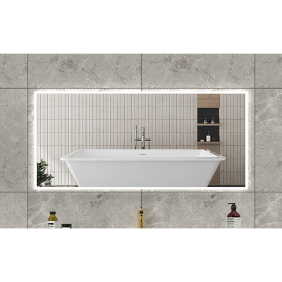 H&R Badmeubelen Mikado miroir – 160 x 70 cm – LED indirecte tout autour – chauffage de miroir – Argent