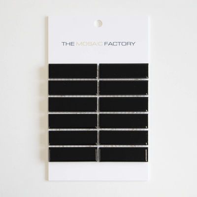 SAMPLE The Mosaic Factory Paris carreau mosaïque 2,3x7,3x0,6cm carreau mural pour intérieur et extérieur Rectangle Céramique Brillant Noir